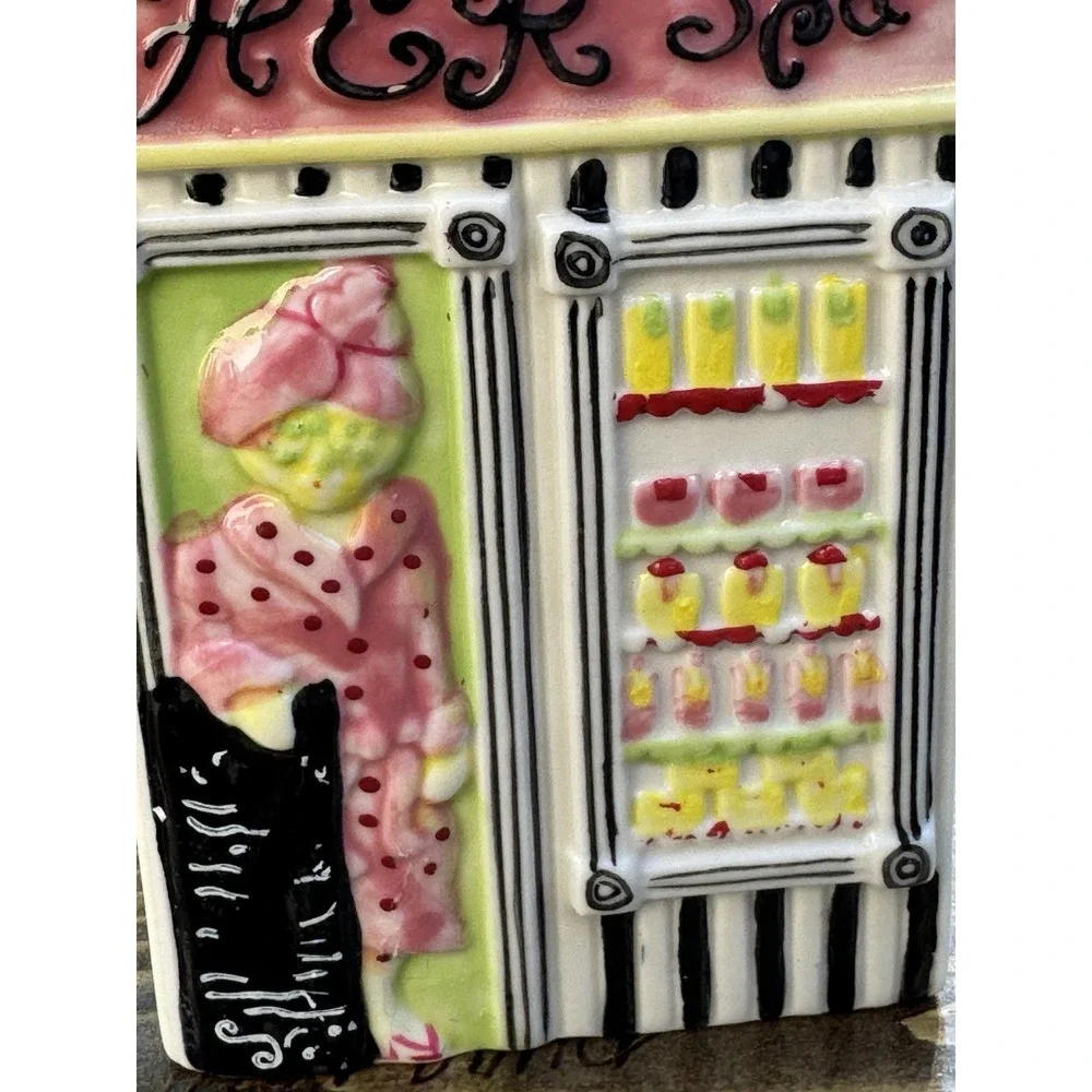 MSRF His Spa Her Spa Ceramic‎ Teapot Salon Barber Shop Storefront w Lid